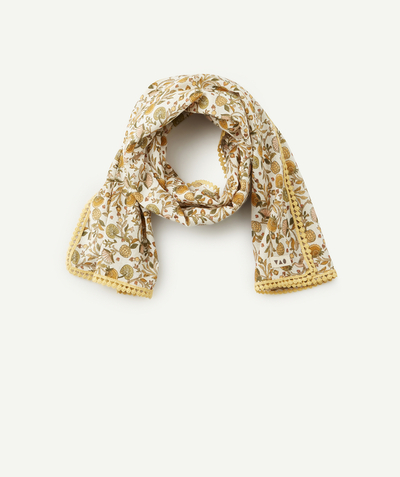 Scarves Tao Categories - BABY GIRLS' SCARF IN COTTON WITH A FLOWER PRINT