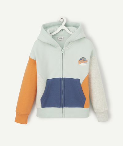 Sweatshirt Tao Categories - BOYS' ZIP-UP SWEATSHIRT MADE OF RECYCLED FIBRES AND WITH INSERTS