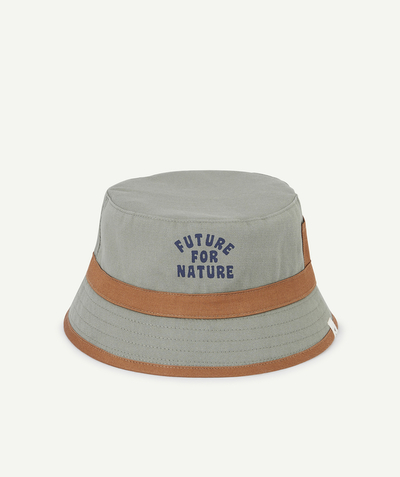Boy radius - BOYS' KHAKI AND BROWN BUCKET HAT WITH A MESSAGE