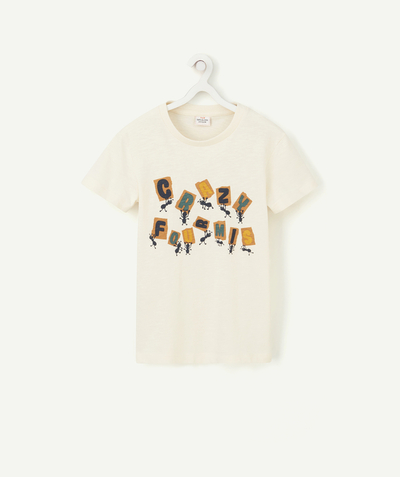 T-shirt  radius - BOYS' CREAM CRAZY ANTS T-SHIRT IN ORGANIC COTTON