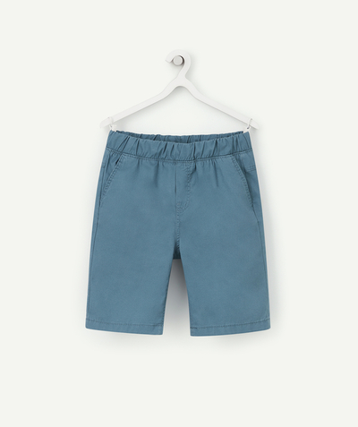 Bottoms Tao Categories - BOYS' STRAIGHT BERMUDA SHORTS IN TEAL BLUE COTTON