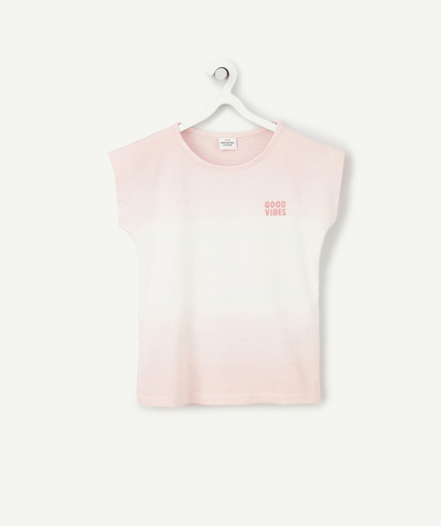 T-shirt, chemise, blouse Nouvelle Arbo - T-SHIRT FILLE DÉGRADÉ ROSE EN COTON AVEC MESSAGE