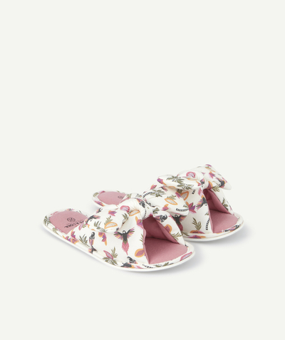 Booties radius - GIRLS' SLIPPERS WITH BOWS AND PARROT PRINTS