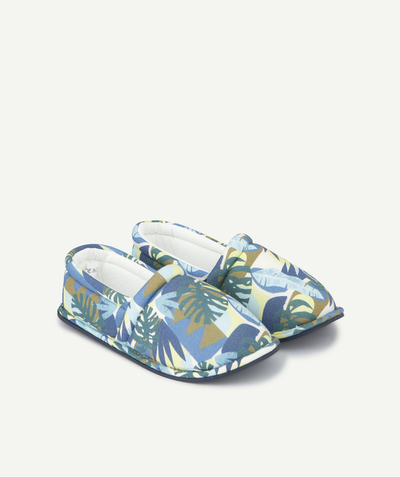 Booties Tao Categories - BOYS' BLUE SLIPPERS WITH A PALM TREE PRINT