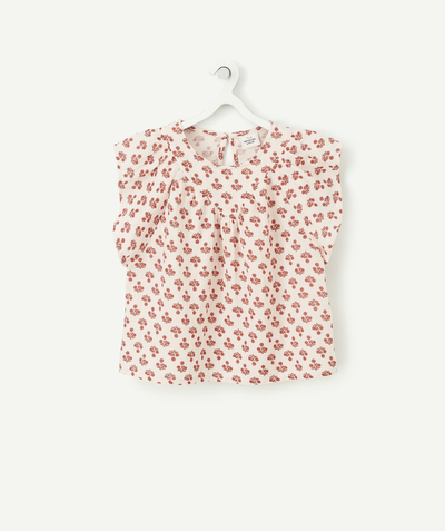 Girl radius - GIRLS' BLOUSE IN PALE PINK COTTON WITH A FLORAL PRINT
