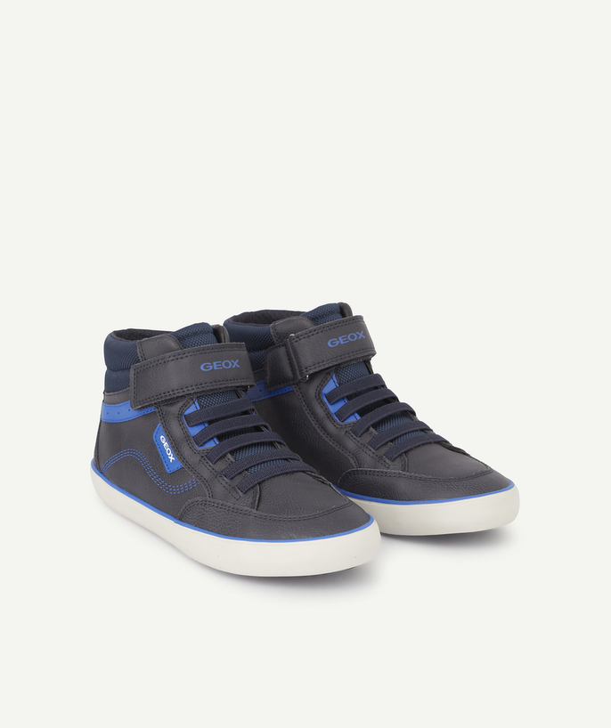Trainers radius - BOYS' GREY AND BLUE HIGH-TOP TRAINERS WITH HOOK AND LOOP FASTENINGS AND LACES