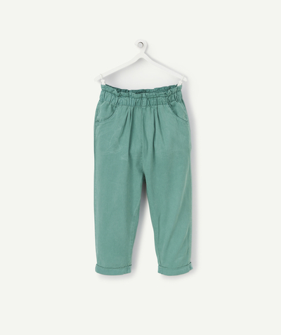 trouser Tao Categories - BABY GIRLS' GREEN TROUSERS IN ECO-FRIENDLY VISCOSE