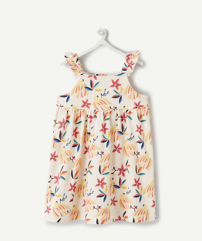 Dress - skirt radius - BABY GIRLS' CREAM TROPICAL PRINT DRESS IN ORGANIC COTTON