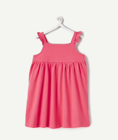 Dress - skirt radius - BABY GIRLS' PINK DRESS IN ORGANIC COTTON