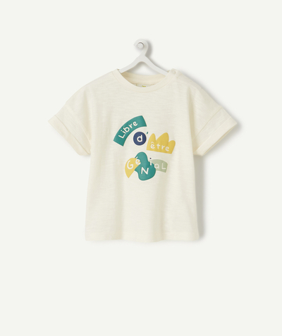 T-shirt radius - BABY BOYS' T-SHIRT IN WHITE RECYCLED FIBERS WITH A MESSAGE