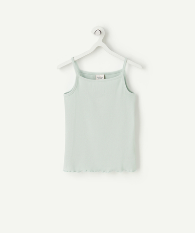 Tee-shirt radius - GIRLS' SEA GREEN STRAPPY T-SHIRT IN RECYCLED FIBRES