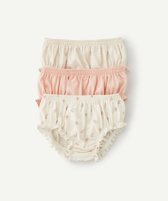 All accessories radius - PACK OF THREE PAIRS OF BABIES' BLOOMERS IN PINK ORGANIC COTTON