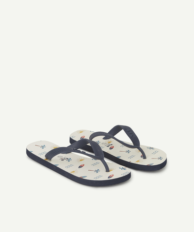 Flip-flops Tao Categories - BOYS' NAVY BLUE FLIP-FLOPS WITH BEACH-THEMED SOLES