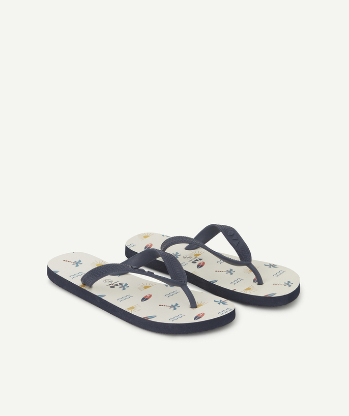 Shoes, booties radius - BOYS' NAVY BLUE FLIP-FLOPS WITH BEACH-THEMED SOLES