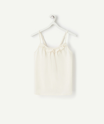 TEE SHIRT Tao Categories - GIRLS' WHITE STRAPPY T-SHIRT IN RECYCLED FIBERS