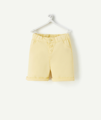 Shorts - Bermuda shorts family - BABY BOYS' YELLOW BERMUDA SHORTS IN ECO-FRIENDLY VISCOSE