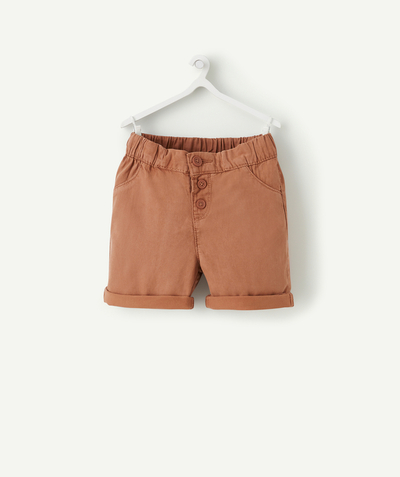 Shorts - Bermuda shorts family - BABY BOYS' RUST BERMUDA SHORTS IN ECO-FRIENDLY VISCOSE