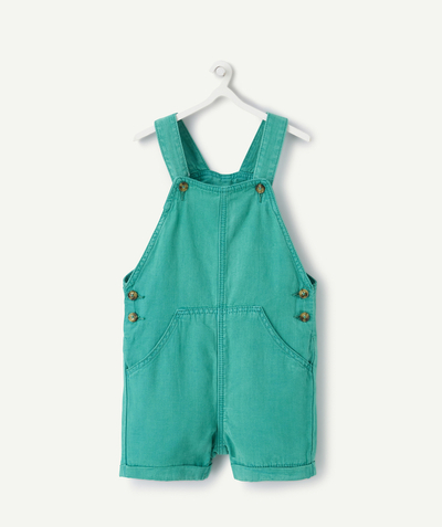 Bottoms Tao Categories - BABY BOYS' FLOWING TEAL GREEN DUNGAREES