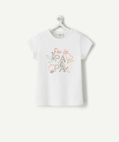 T-shirt Rayon - T-SHIRT BLANC BÉBÉ FILLE EN FIBRES RECYCLÉES IMPRIMÉ MAGIQUE PAPA