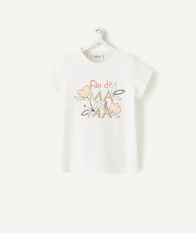 Fête des parents Tao Categories - BABY GIRLS' WHITE RECYCLED FIBERS T-SHIRT WITH A MAGIC MUM PRINT