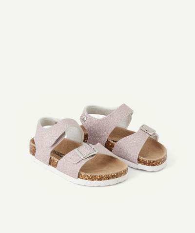 Baby-girl radius - PINK SEQUINNED SANDALS WITH A HOOK AND LOOP FASTENING AND A BUCKLE