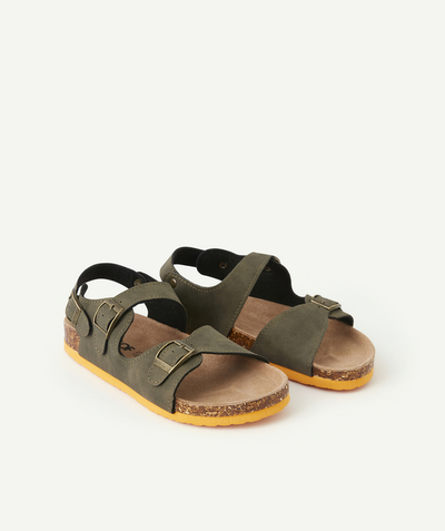 20% off ALL sandals* Tao Categories - KHAKI SANDALS WITH BUCKLES AND ORANGE DETAILS