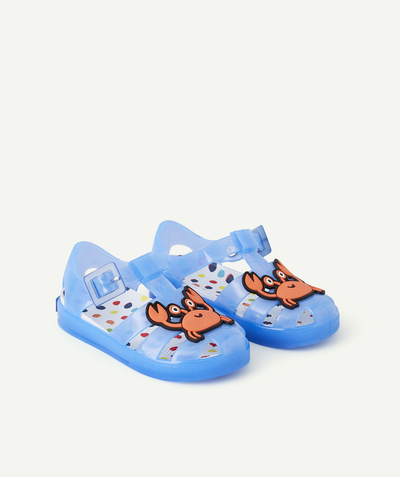 Baby-boy radius - BLUE RUBBER SANDALS WITH CRAB PATCHES