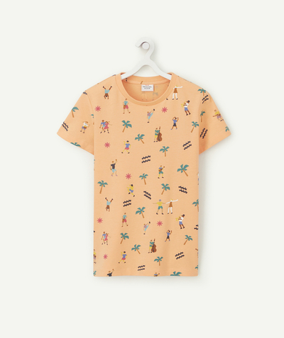 T-shirt  radius - BOYS' ORANGE ORGANIC COTTON T-SHIRT WITH A COLOURED PRINT