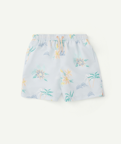Acessories Sub radius in - BOYS' SKY BLUE SWIMMING SHORTS IN RECYCLED FIBRES WITH A HAWAIIAN THEME