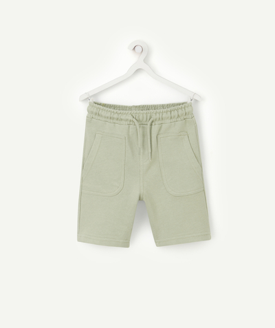 Bottoms Tao Categories - BOYS' BLUE-GREY BERMUDA SHORTS IN RECYCLED FIBERS