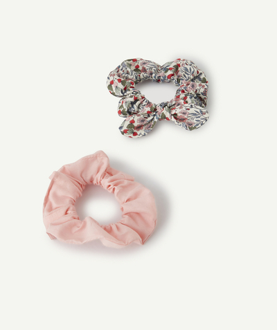 Girl radius - SET OF TWO GIRLS' PINK AND FLORAL SCRUNCHIES