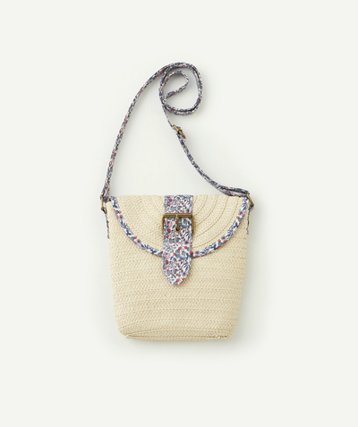 Accessories radius - GIRLS' STRAW SHOULDER BAG WITH FLORAL DETAILS