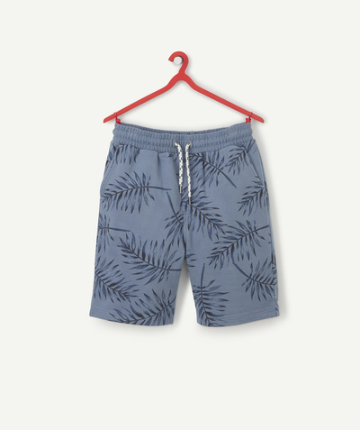 Shorts - Bermuda shorts Sub radius in - BOYS' BLUE BERMUDA SHORTS IN ORGANIC COTTON WITH LEAVES