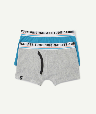 Nightwear, underwear Nouvelle Arbo - PACK OF TWO PAIRS OF ORIGINAL GREY AND TURQUOISE BOXERS FOR BOYS