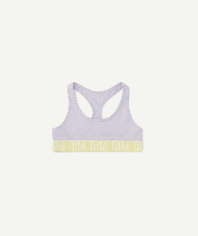 DIM ® Sub radius in - GIRLS' LILAC AND ANISEED SPORTS BRA AND SUPPORT BAND