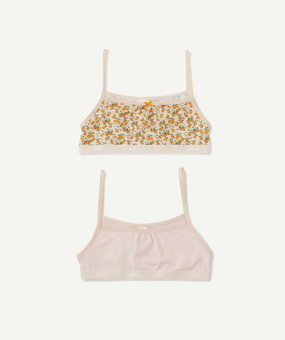 Teen girls' clothing Tao Categories - PACK OF TWO POWDER PINK AND CLEMENTINE PRINTED BRAS