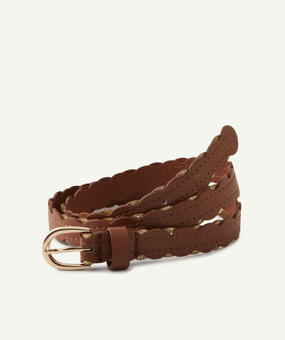 Girl radius - GIRLS' BROWN IMITATION LEATHER BELT WITH GOLD COLOR DETAILS