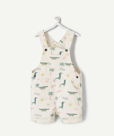 Our summer prints radius - BABY BOYS' CREAM DUNGAREES WITH SUMMER MOTIFS AND CROCODILES