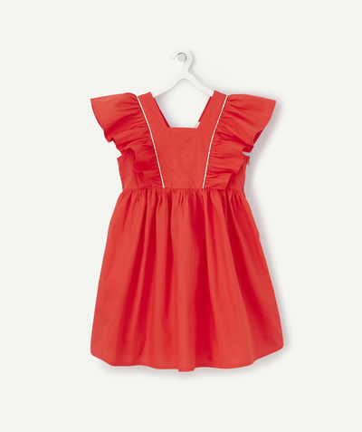 Dress radius - GIRLS' RED COTTON DRESS WITH RUFFLES