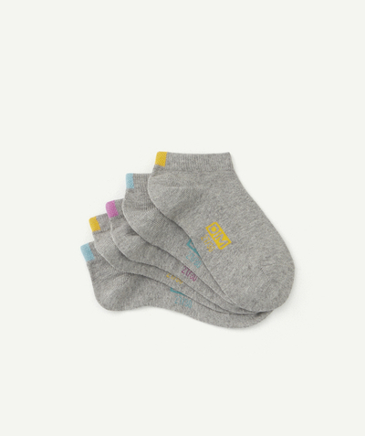 Teen girls' clothing Tao Categories - PACK OF FIVE PAIRS OF LIGHT GREY SOCKETTES