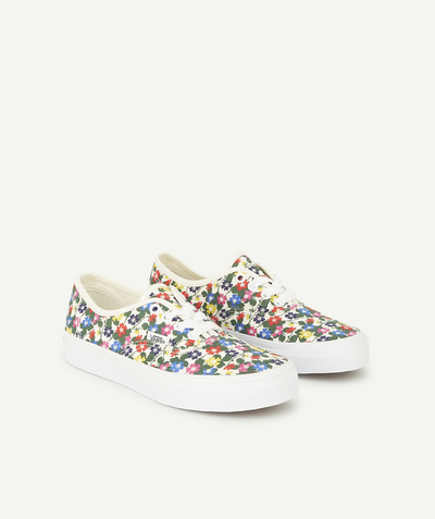 Shoes radius - GIRLS' OLD SKOOL WHITE AND FLORAL PRINT SHOES
