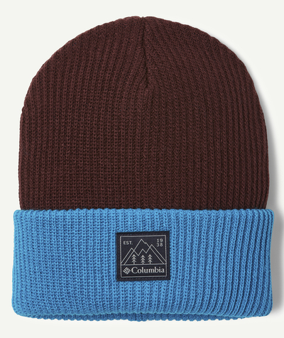 All collection Sub radius in - BURGUNDY YOUTH WHIRLIBIRD CUFFED BEANIE WITH A BLUE BRIM
