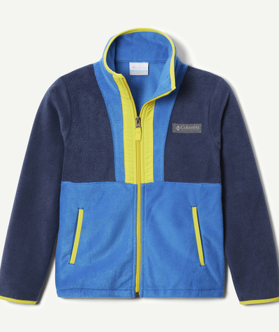 Coat - Padded jacket - Jacket radius - VESTE GARÇON BACK BOWL POLAIRE BLEUE ET JAUNE AVEC ZIP