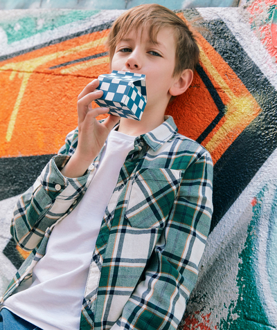 Our latest looks radius - BOYS' GREEN AND CREAM CHECKED SHIRT