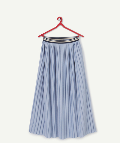 Shorts - Skirt Sub radius in - GIRLS' BLUE PLEATED LONG SKIRT WITH AN ELASTICATED WAISTBAND