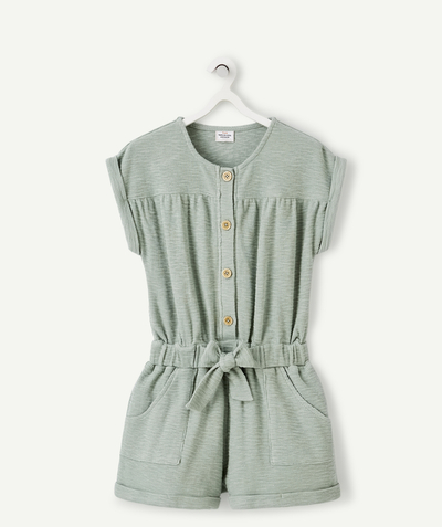 Jumpsuits - Dungarees radius - GIRLS' GREEN KNIT AND RECYCLED FIBRE PLAYSUIT