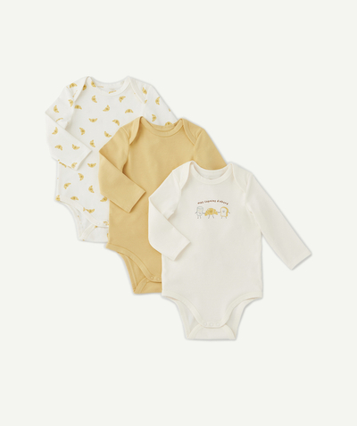 Bodysuit radius - PACK OF THREE BABY BOYS' BODYSUITS IN ORGANIC COTTON WITH A CROISSANT THEME