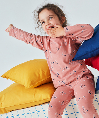 Pyjama Rayon - PYJAMA FILLE EN COTON BIOLOGIQUE ROSE IMPRIMÉ CHATS