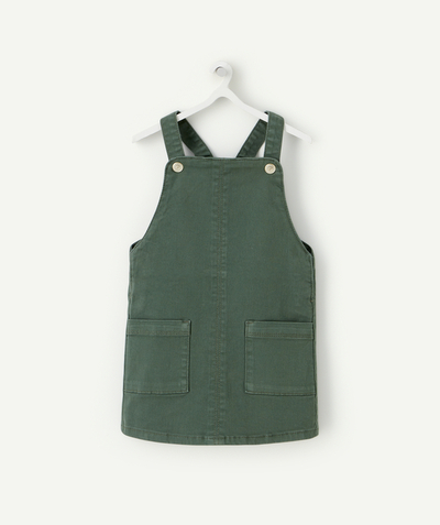 Dress - skirt radius - BABY GIRLS' GREEN RECYCLED FIBRE DUNGAREE DRESS
