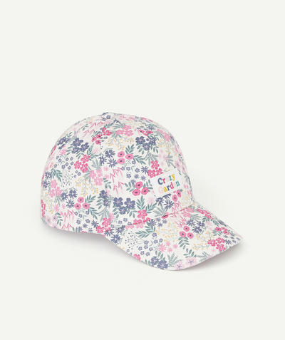 Hat, cap Tao Categories - GIRLS' COTTON CAP IN A FLORAL PRINT WITH A PATCH
